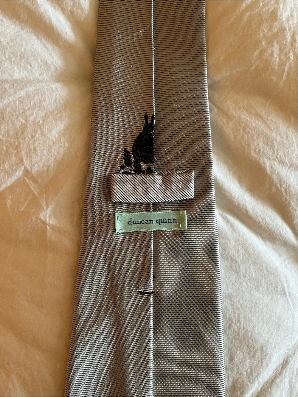 Duncan Quinn Silver Embroidered 100% Silk Tie Made in USA